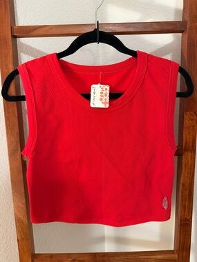 FP Movement by Free People Red Cropped Free Throw Muscle Tank XL NWT